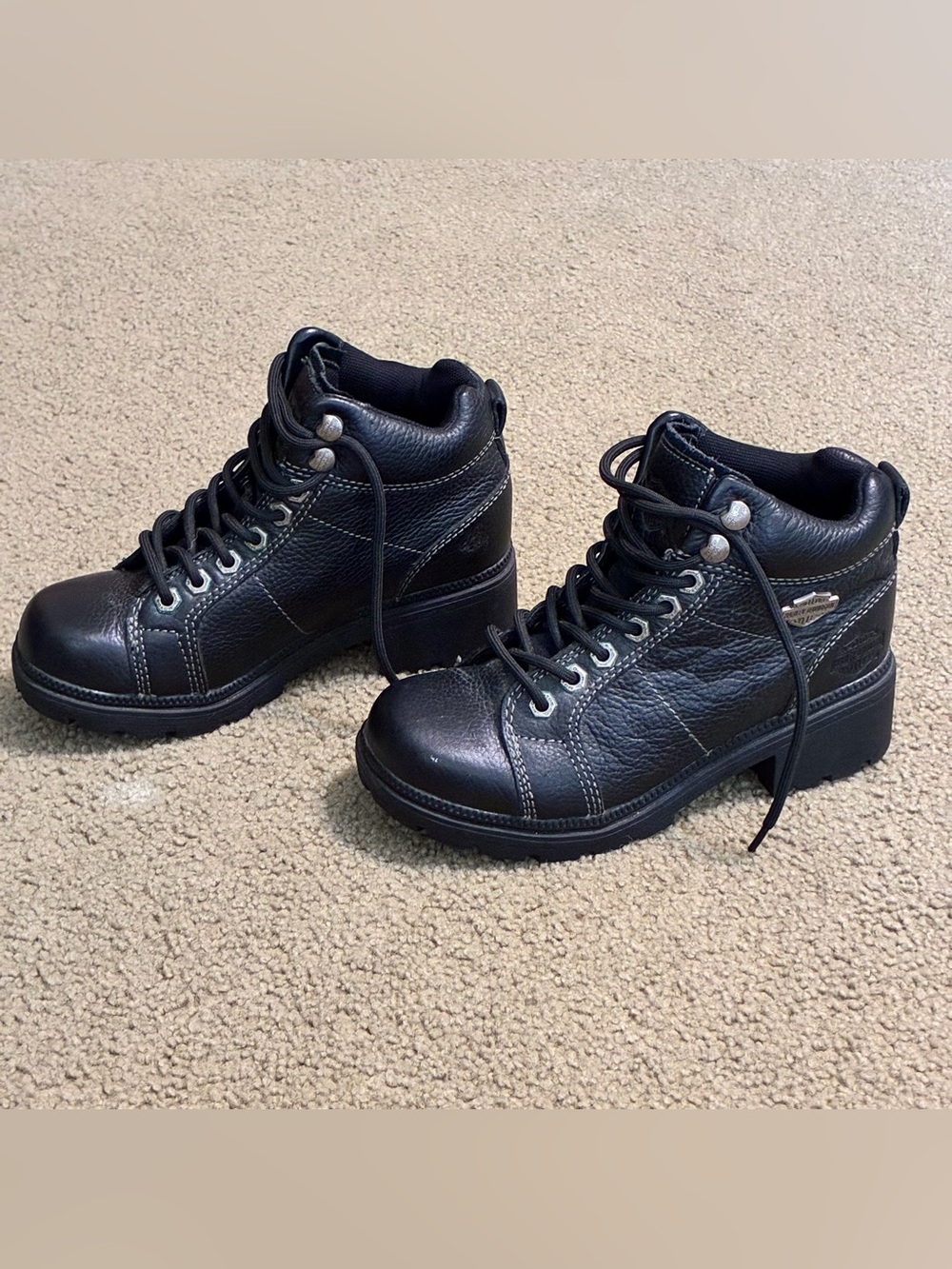 Harley-Davidson Black Lace-Up Women Ankle Booties Chukka Motorcycle Riding Boots